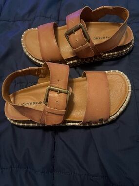 Lucky Brand Kids Brown Leather Buckle Sandals
